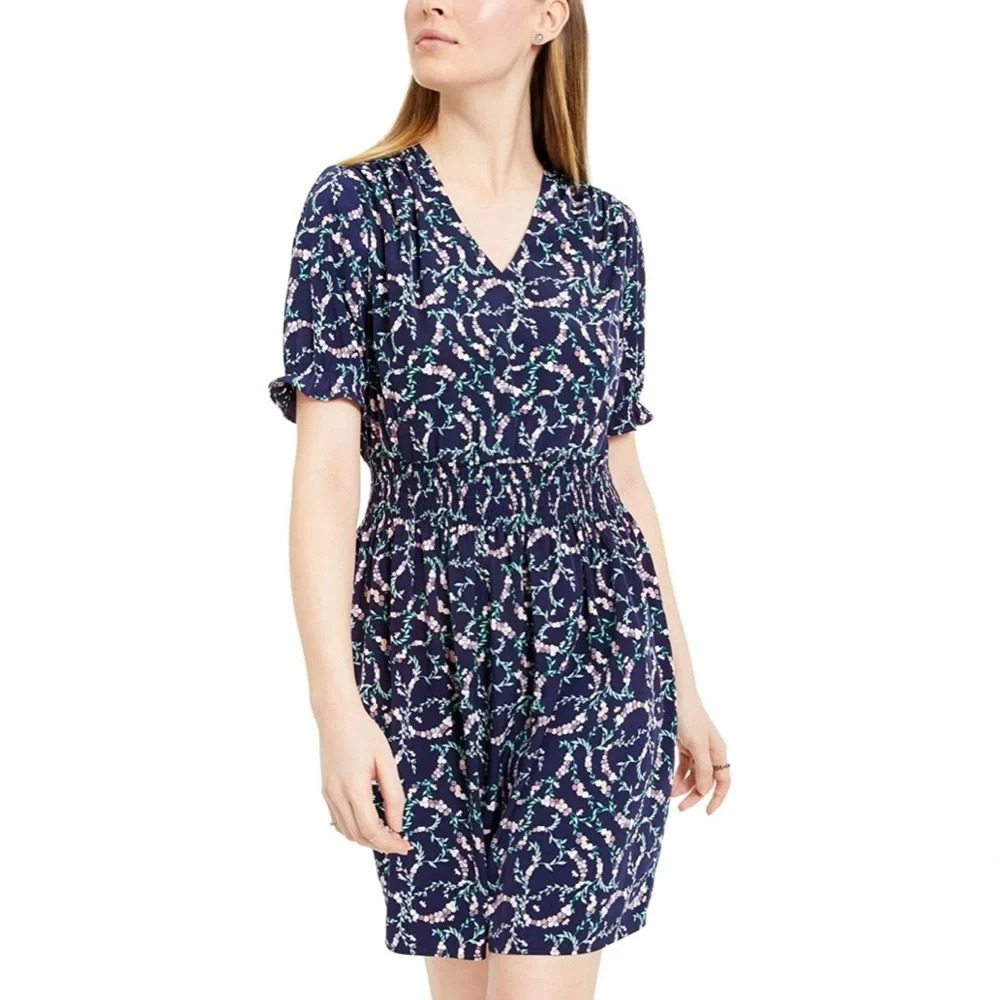 Maison Jules Floral Smocked Casual Dress